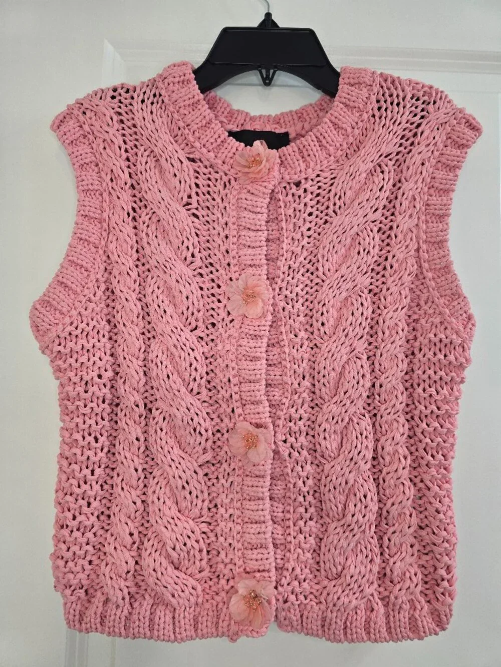 Zara Bloggers Fav Floral Button Knit Pink Vest Zara